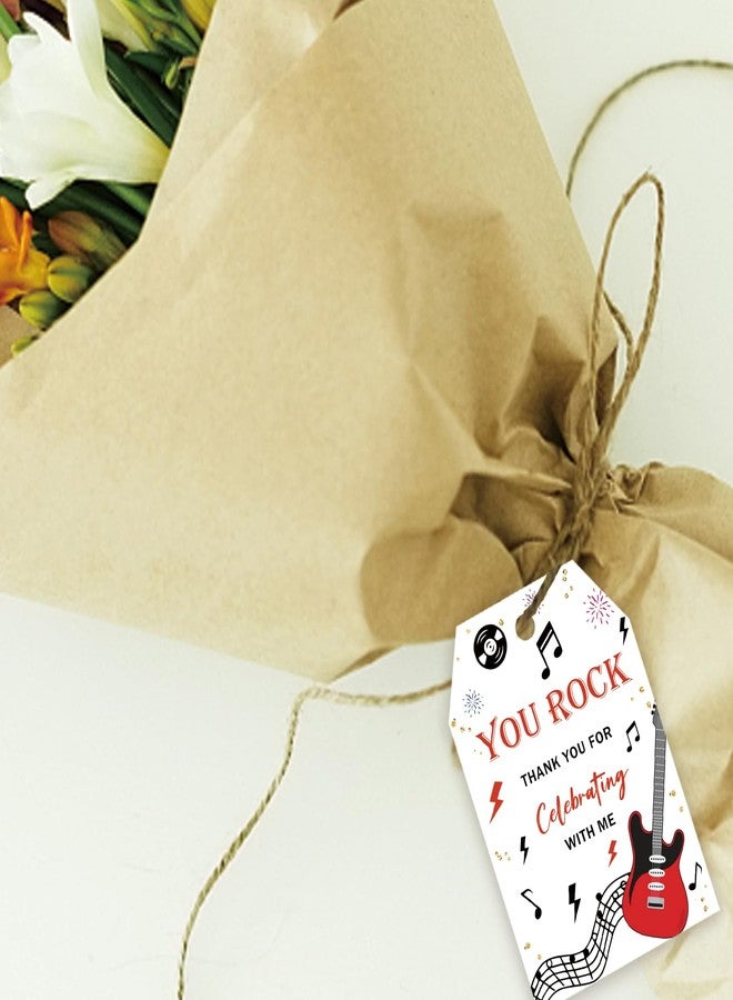 FORSHEEP 50pcs Rock and Roll Thank You Tags, Rock Music Party Favors Gift Tag with String, Guitar Favor Tags for Birthday Party, Rock Star Themed Party Favors - Image 5